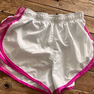 Size M Nike Women's Dri-Fit White and Pink Athletic Shorts